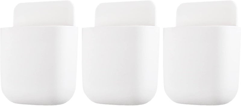 kulusion 3 Pcs Remote Control Holder, Wall Mount Pen Holder Hole-Free Self Adhesive Phone Charging Organizer Pencil Storage Containers for Home Office School Supply Orgaizer ​(White - Image 1